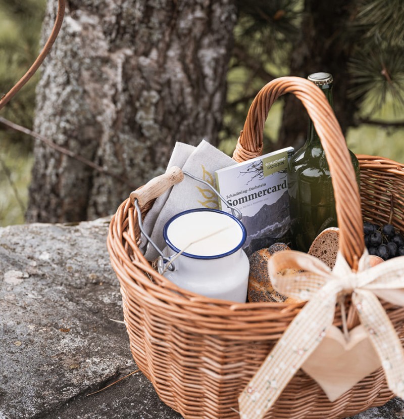 Fr&uuml;hst&uuml;ckskorb mit regionalen Produkten und Sommercard vom Feichtlhof